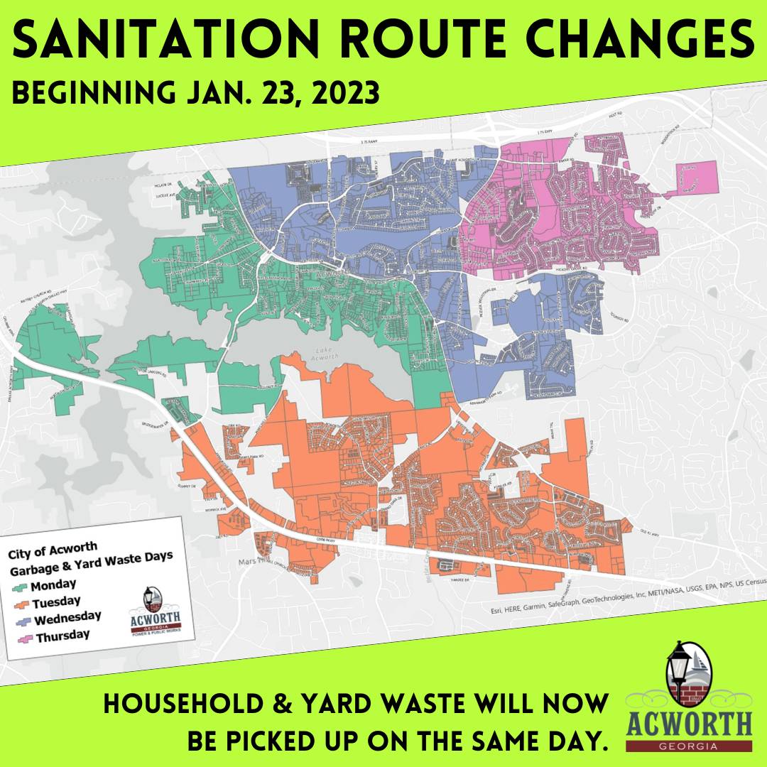 image of Acworth Sanitation Route Changes January 23, 2023