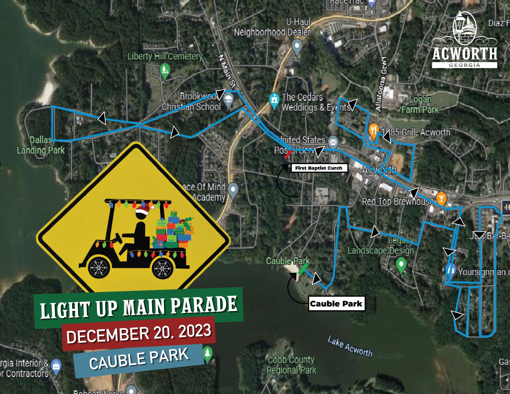 Image 2023 Light Up Main Golf Cart Parade Map