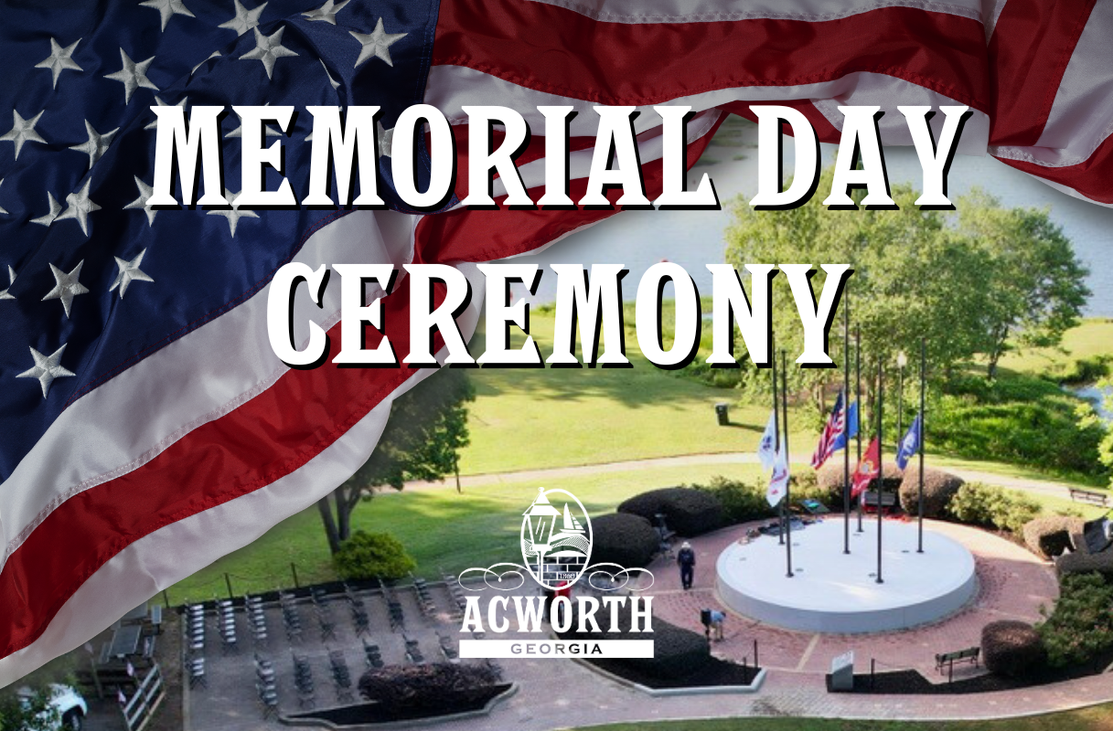 Image Memorial Day Ceremony American Flag and Veterans Memorial at Cauble Park