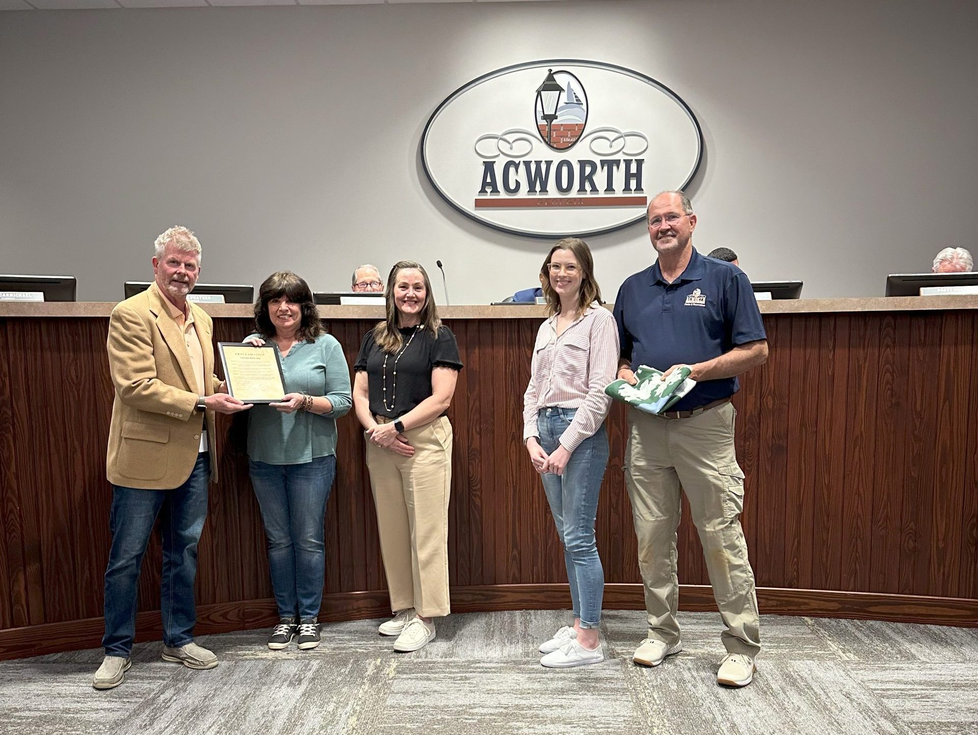 Image Alderman Prather Presenting Acworth Georgia Arbor Day Proclamation to the Acworth Tree Commission