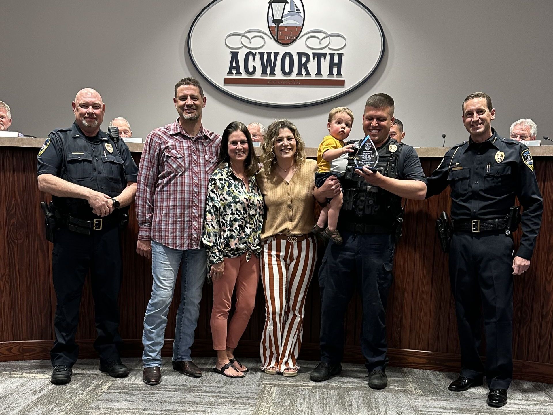 Image Officer Trapani and Family for Acworth Police Officer of the Quarter
