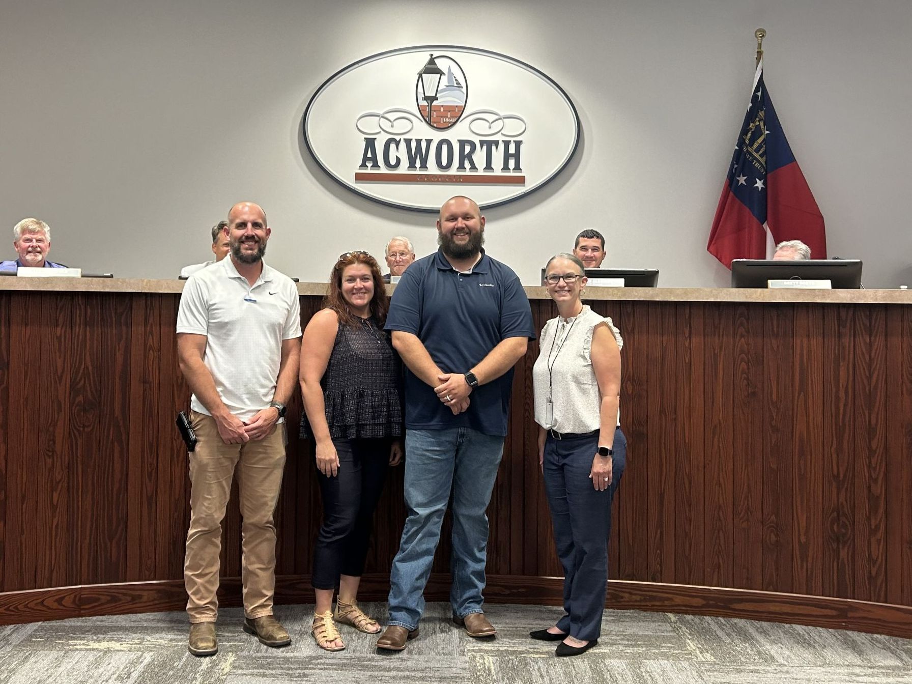 Image John Greeson with Parks and Recreation Leaders at Acworth City Council in Recognition of ten years of service. 