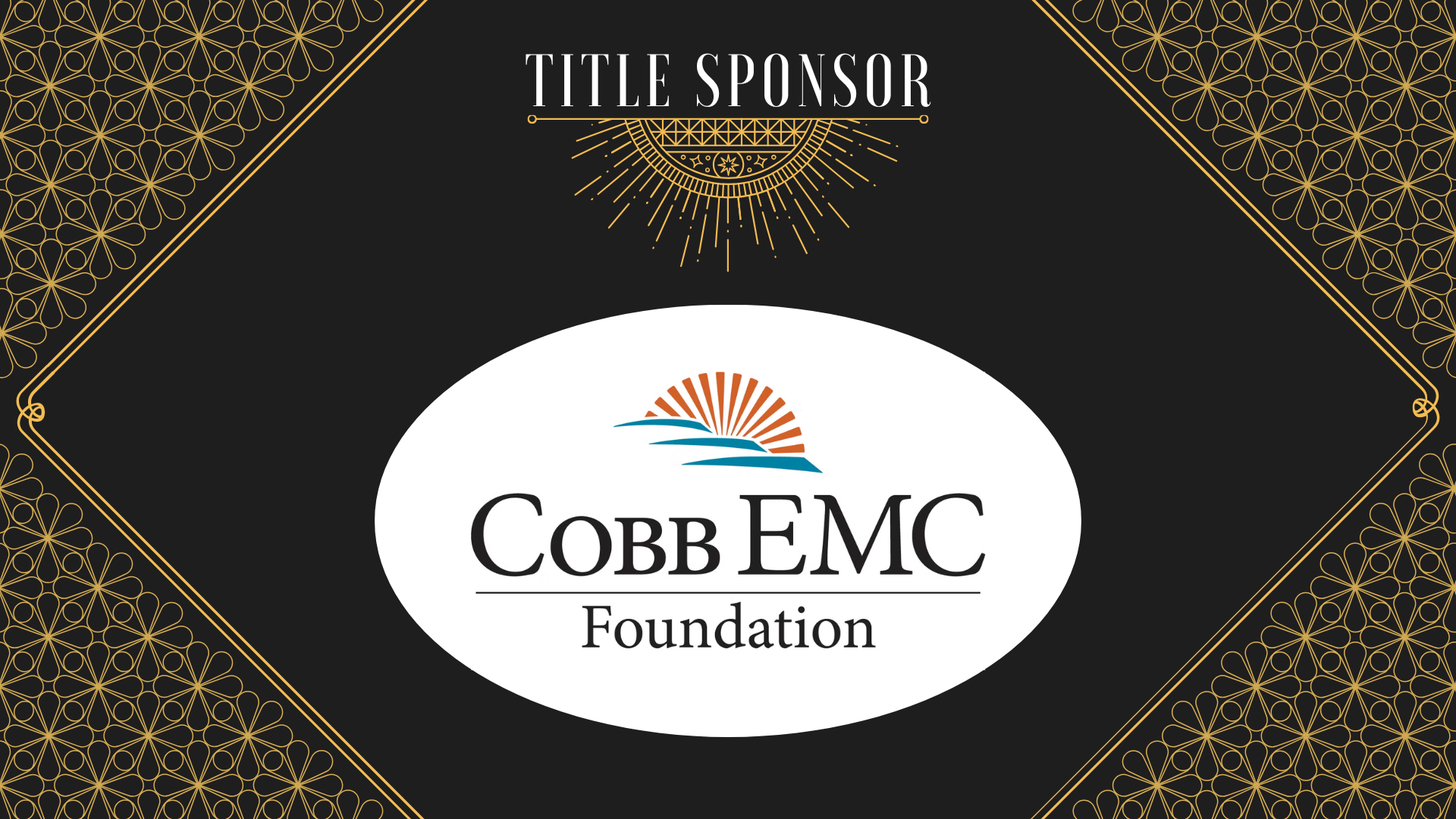 A graphic with "Title Sponsor" at the top, featuring the Cobb EMC Foundation logo in the center, highlights Horizon Gala on a black and gold decorative background.